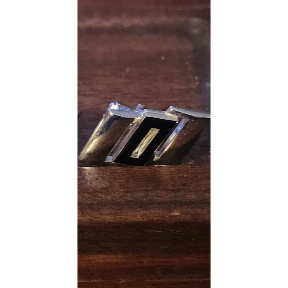 Vintage Anson Cufflinks – Black Stone & White Rhinestone Silver-Tone Men’s